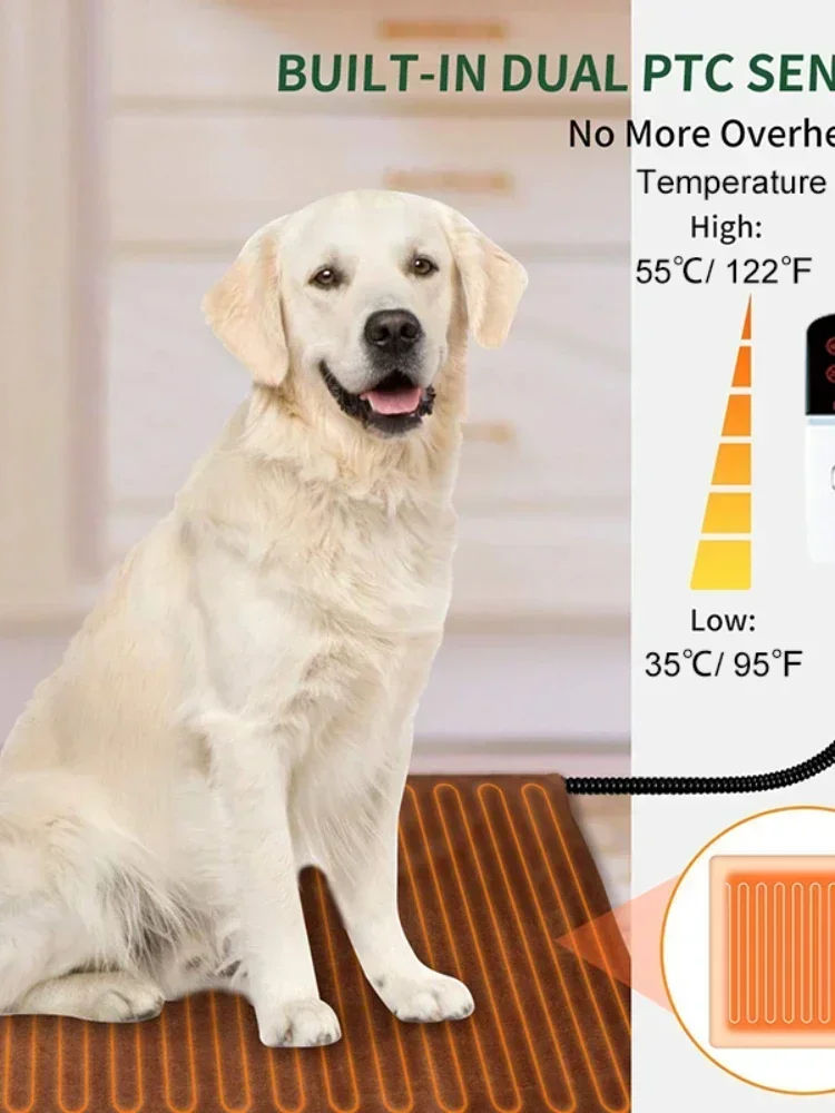 New Pet Heated Mat Dog Temperature Adjustable Dog Heating Pad Waterproof Electric Heating Pad With Timer Dog Sleeping Supplies