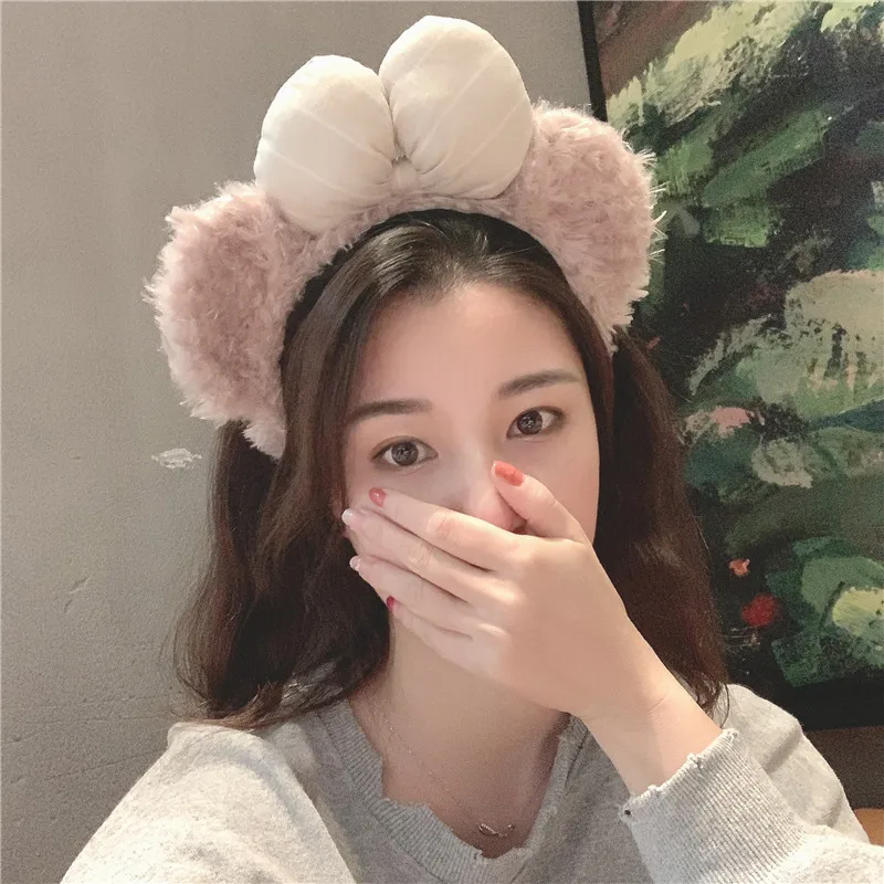 Disney Bow Knot Mickey Hair Band Cute Bear Face Wash Headband Makeup Apply facial mask Hair Card Headwear