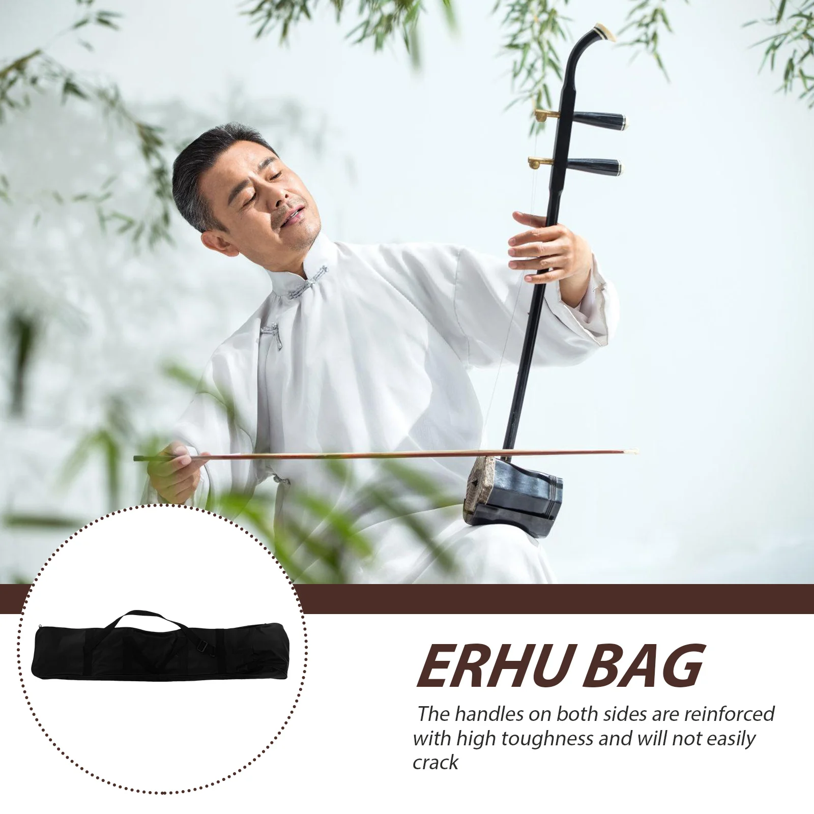 

Erhu Bag Padded Case Black Waterproof Portable Storage Carrying Musical Instrument Oxford Fabric Durable Reinforced H les