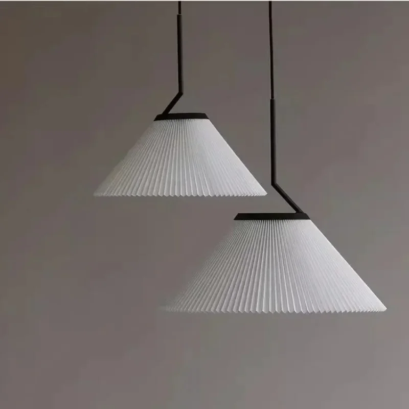 

2026 Nordic Minimalist Design Led Pendant Lights for Table Dining Room Cafe Lamp Cream Style Pleated Folds Decor Hanging Luminai