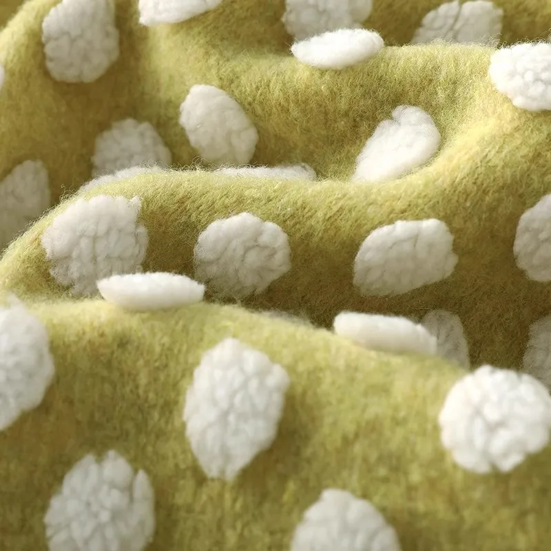 

1yard Imitation woolen knitting fabrics Cream polka dot jacquard tissu jackets hoodies vests cloaks pillows DIY clothing fabric