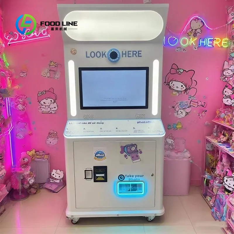 custom photo booth coin operated vending kiosk camera grade beauty light instant print unit for event retail wholesale purchaser