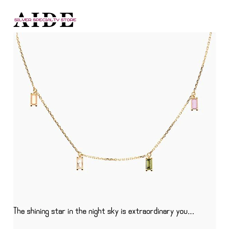 AIDE Ins 925 Sterling Silver Zircon Necklace For Women 2022 Jewelry Initial Choker Necklace Chian Collares Bijoux Collar Pendant