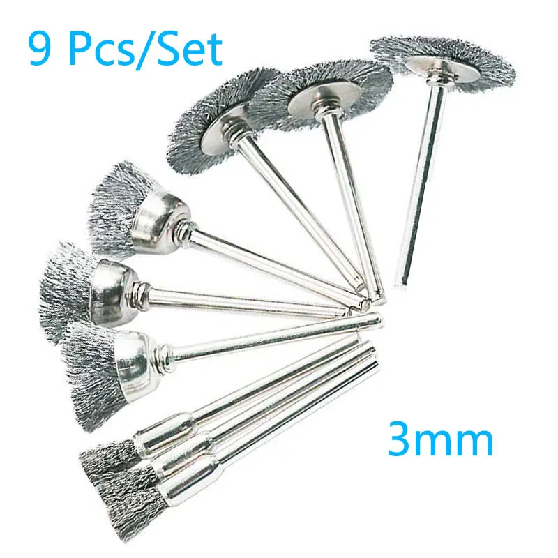 

9pcs Steel Brush Wire Wheel Brushes Die Grinder Rotary Tool Electric Tool for The Engraver