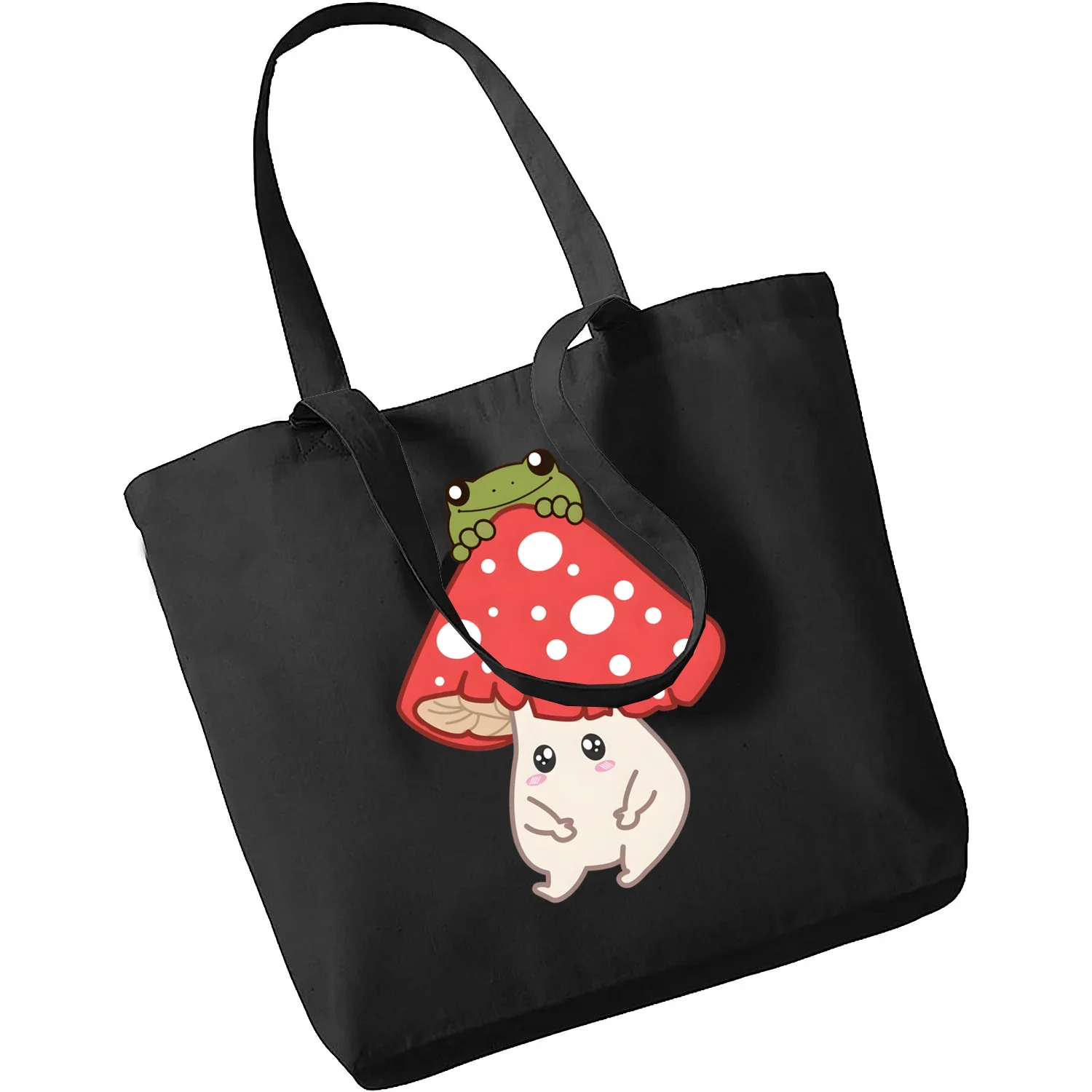 Mushroom Magic Psychedelic Canvas Black Bag Shopper Bag Women Bags Classic Vintage Shoulder Bag Handbag Teacher Supplies Gift