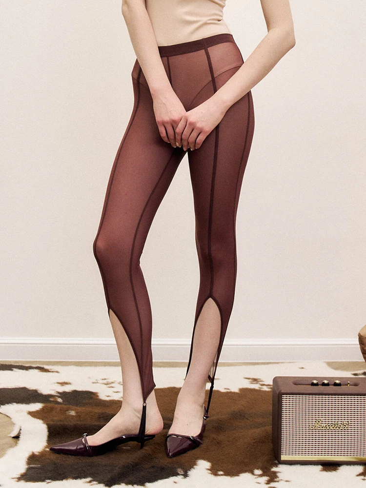 

Oniflyme Sexy See Through High Waist Women Pants Black High Stretch Calf-Length Trousers Female Bodycon Elegant Party Clubwear