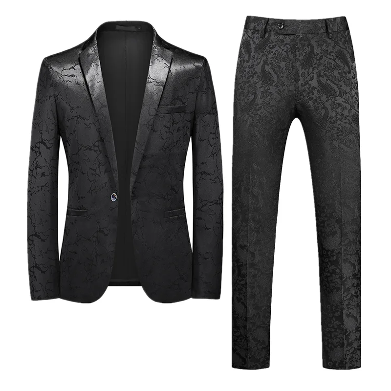 Summer New Men Wedding Suit 2 Piece 2024 Fashion Men\'s Business Luxury Blazers Jacket and Pants Large Size 6XL Slim Fit Dress