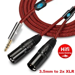 Złącze Stereo 3.5mm do 2 x XLR 3-pinowy męski Adapter kabel Audio do konsoli miksera 3.5 do XLR Y Splitter niezrównoważone ekranowane przewody