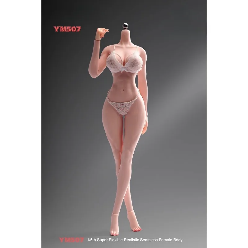 YM507 1/6 Scale Super Flexible Realistic Seamless Female Body Platinum Silicone Rubber Joint Movable Fit 12'' Toy Figures Body