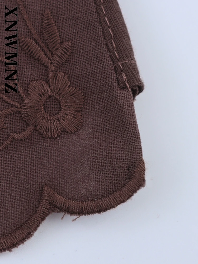 XNWMNZ 2025 Estate Donna Abbigliamento Semplice Partito Spalla Backless Moda Chic Lady MARRONE tracolla sottile club Slip Top Cravatta