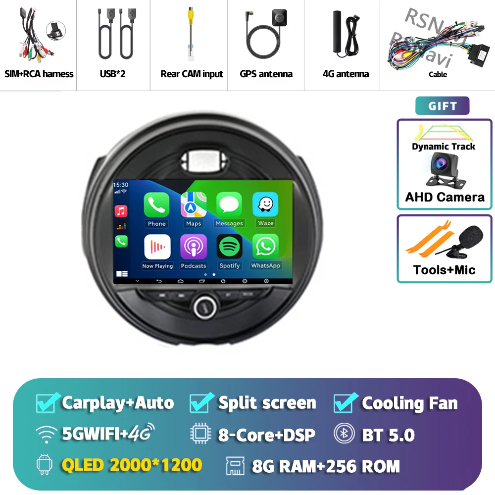 Android 15 Carplay Auto 2K Scherm Autoradio Multimedia Speler Voor BMW MINI Cooper F54 F55 F56 F60 2015 - 2019 Autoradio Stereo