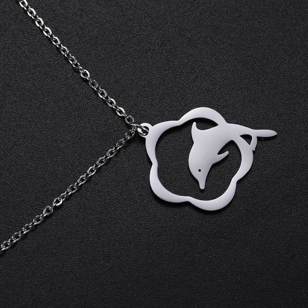 Stainless Steel Dolphin Wreath Pendant Chain para mulheres, namorada, aniversário, presente de festa de casamento, indispensável, verão, novo, 2023