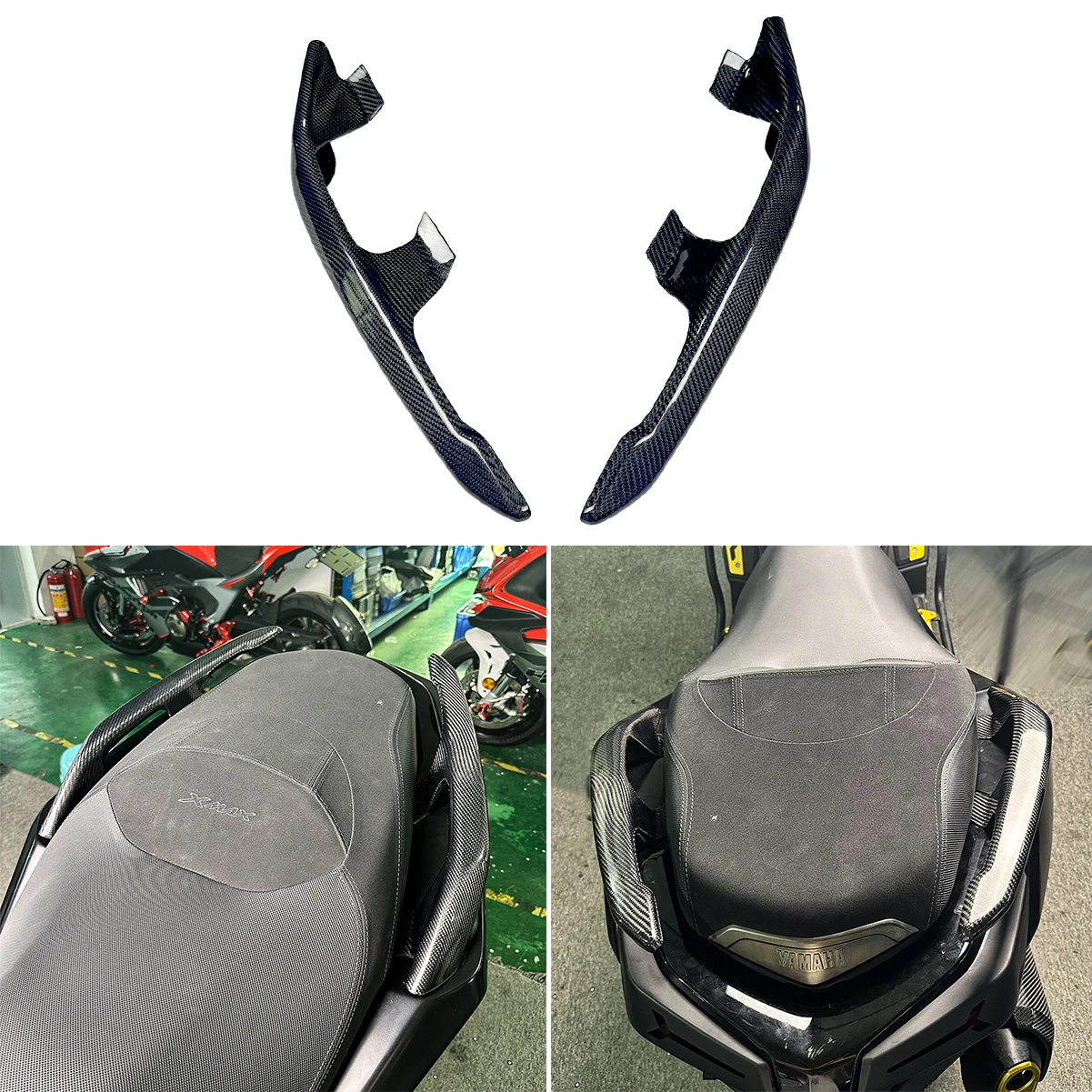 

Semspeed For Yamaha XMAX 125 250 300 2023 2024 Carbon Fiber Rear Tail Rack luggage Seat Pillion Passenger Rail Handle Armrest