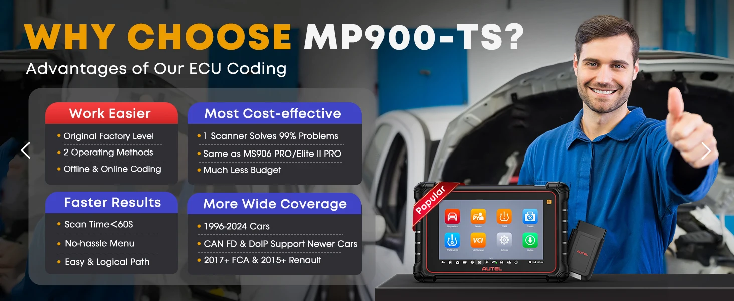 Autel MaxiPRO MP900TS MP900 TS OBD2 Diagnose-Scanner TPMS Programmier- und Diagnosewerkzeug Upgrade von MaxiSYS MS906TS CANFD & DOIP – Detail 8