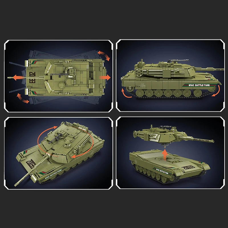 Molde rei 20033 tanque técnico brinquedos o rc m1a2 tanque de batalha principal bloco de construção montagem tanque tijolo conjunto crianças presente natal