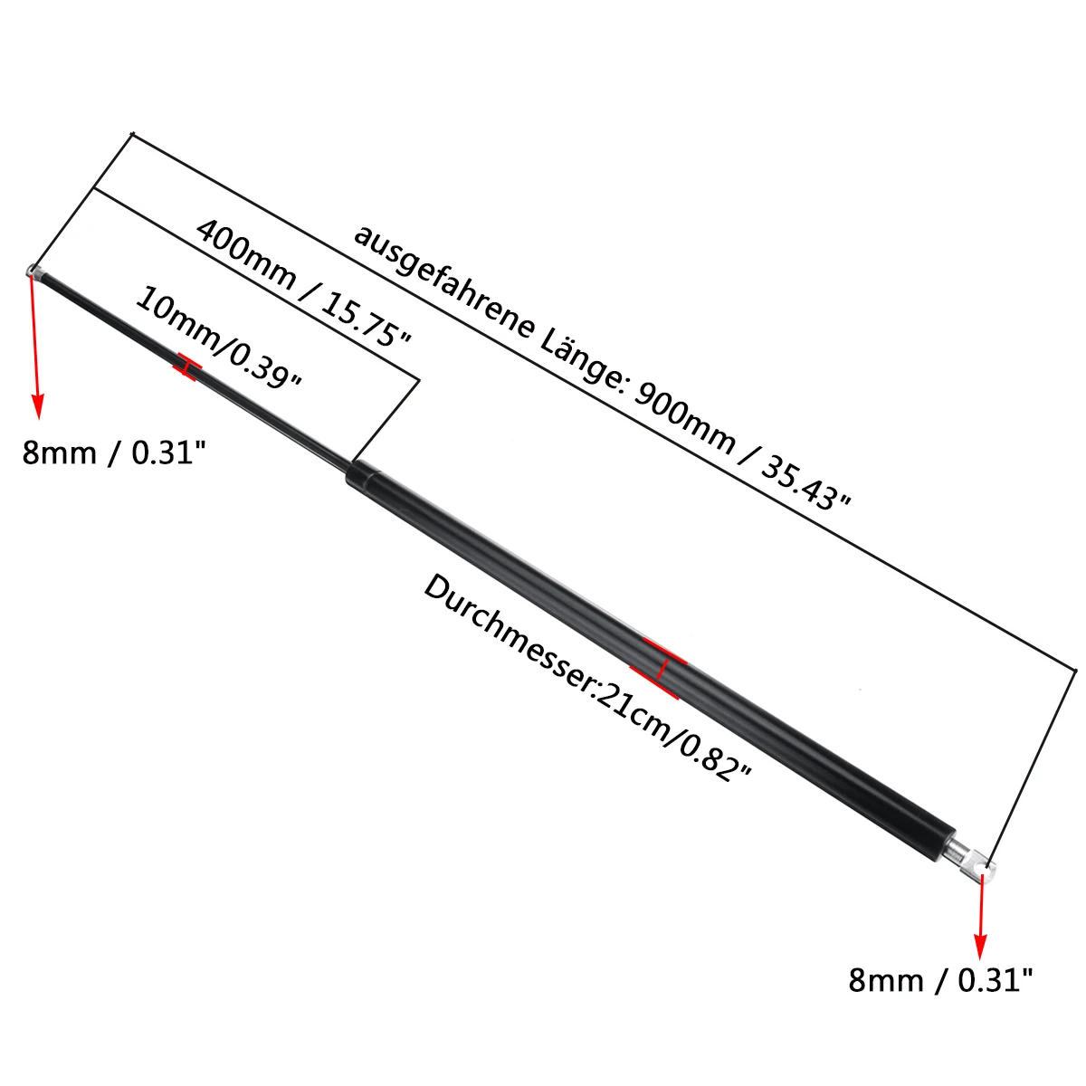 900mm 350N 450N 550N 650N 750N 2pcs Car Gas Strut Bars Gas Spring Hood Support Rod Shock Lift for RV Bed Window Bus Caravans