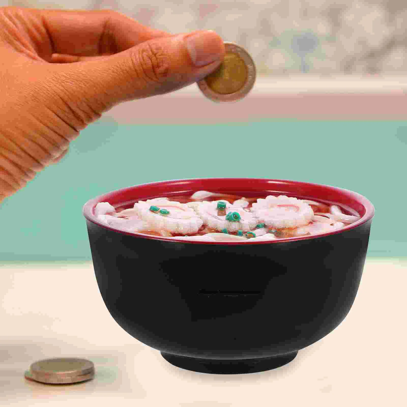 Udon Model Coin Bank Japanese Food Piggy Desktop Simulation Noodle Bowl Fake Noodles Cartoon Change Jar Shaped Money Container