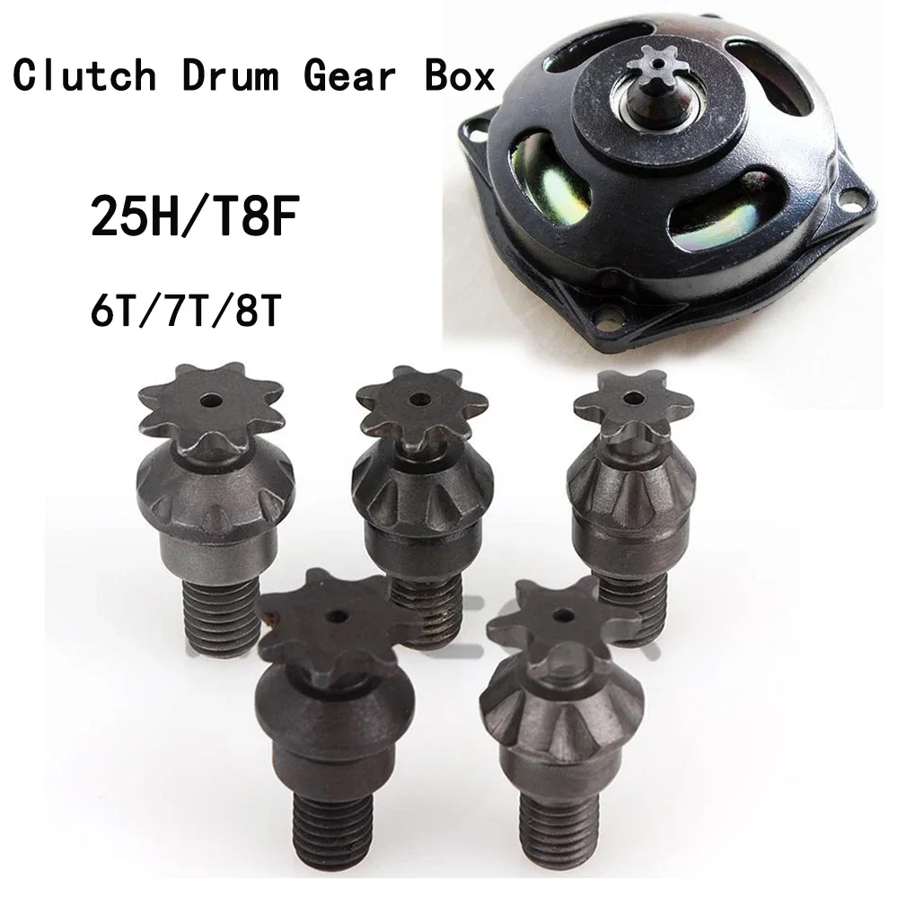 25H T8F 6/7/8 Teeth Clutch Drum Gearbox Front Sprocket Chain Sprocket for 47cc 49cc 2-stroke Pocket Bike Mini Moto Kids ATV Quad