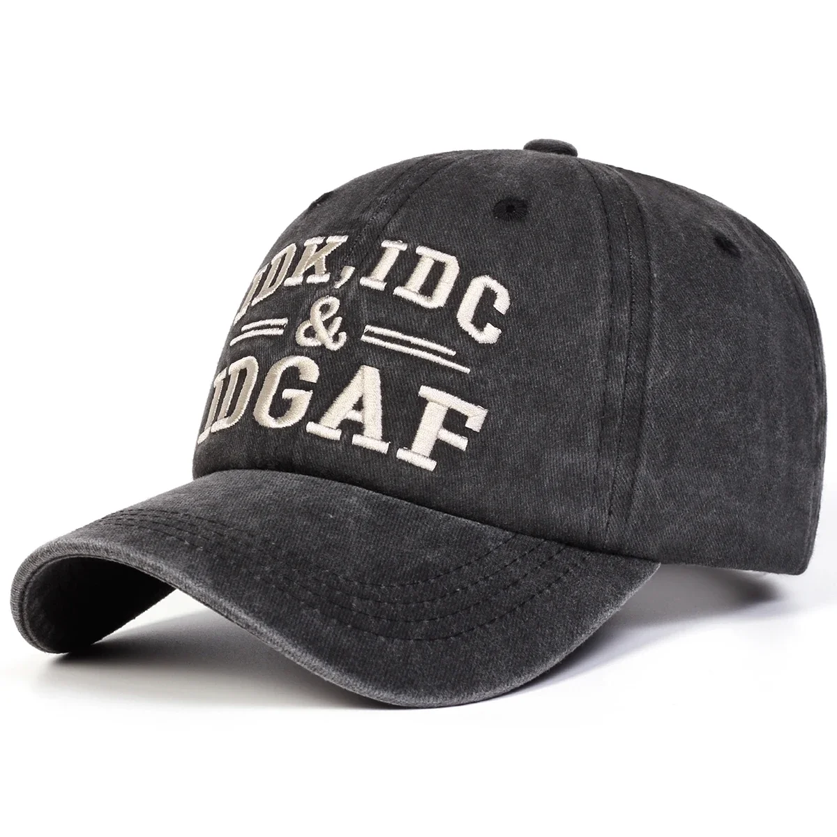 Unisex IDK IDC&IDGAF Buchstaben-Stickerei Gewaschene Baseballkappe Frühling Herbst Outdoor Verstellbare Freizeitkappe Sonnenschutzkappe Sportkappe – Detail 2