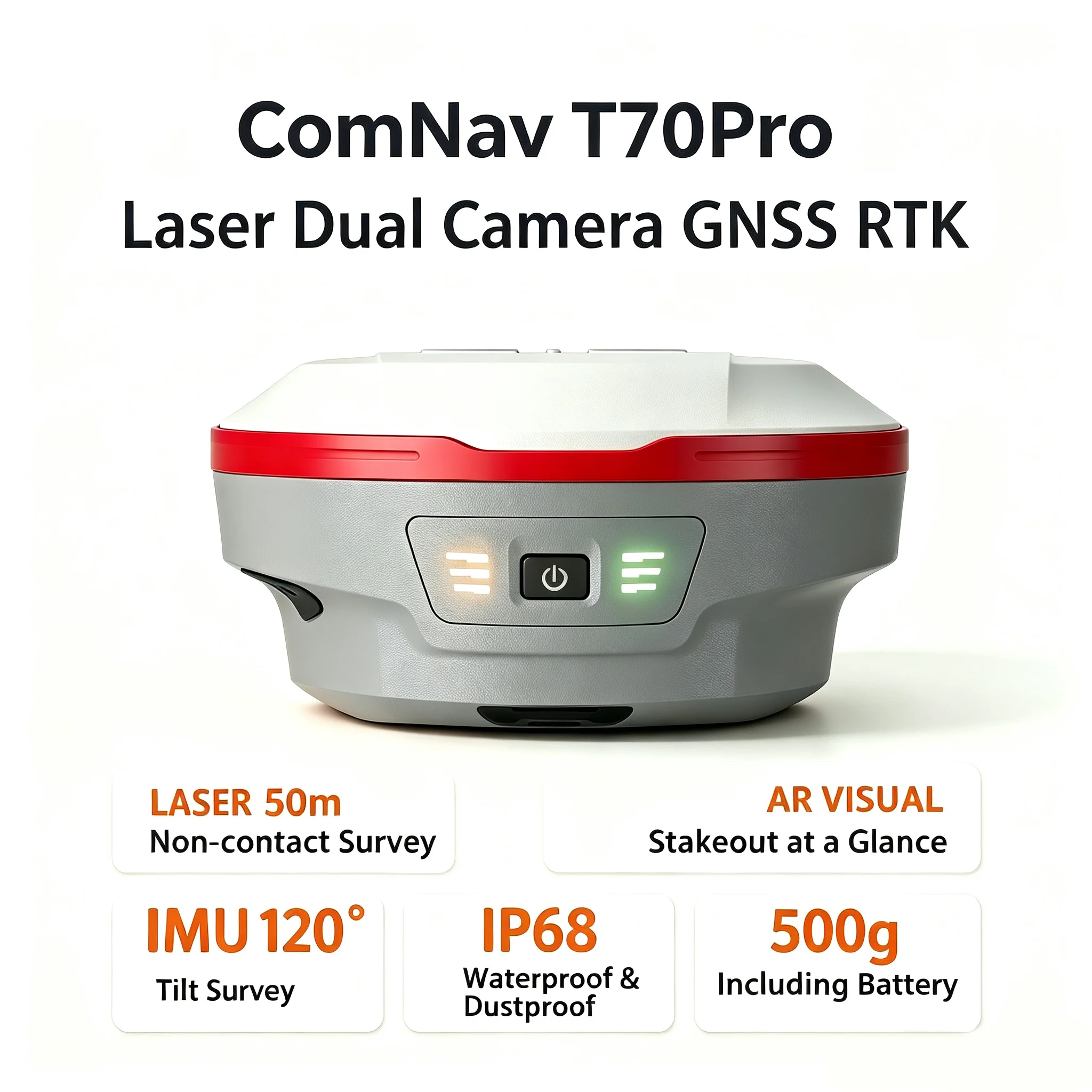 SinoGNSS T70Pro Laser RTK GNSS Receiver T10Plus Base And Rover Land Surveying Equipment IP68 GPS Rtk Global Version Mars Pro LU5