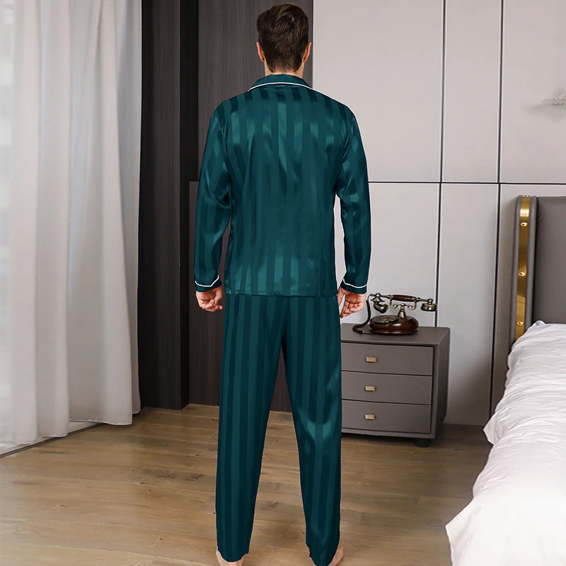 Heren Pyjama Lange Mouwen Zomer Ijs Mooi Huis Kleding Heren Lente En Herfst Casual Dun Vest Kan Slijten Twee Pakken