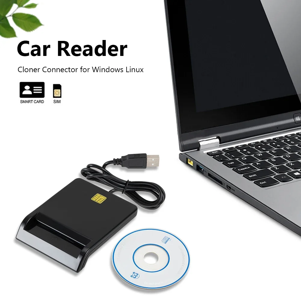 Portable USB 2.0 Smart Card Intelligent Card Reader DNIE ATM CAC IC ID Bank Card SIM Card Cloner Connector for Windows Linux