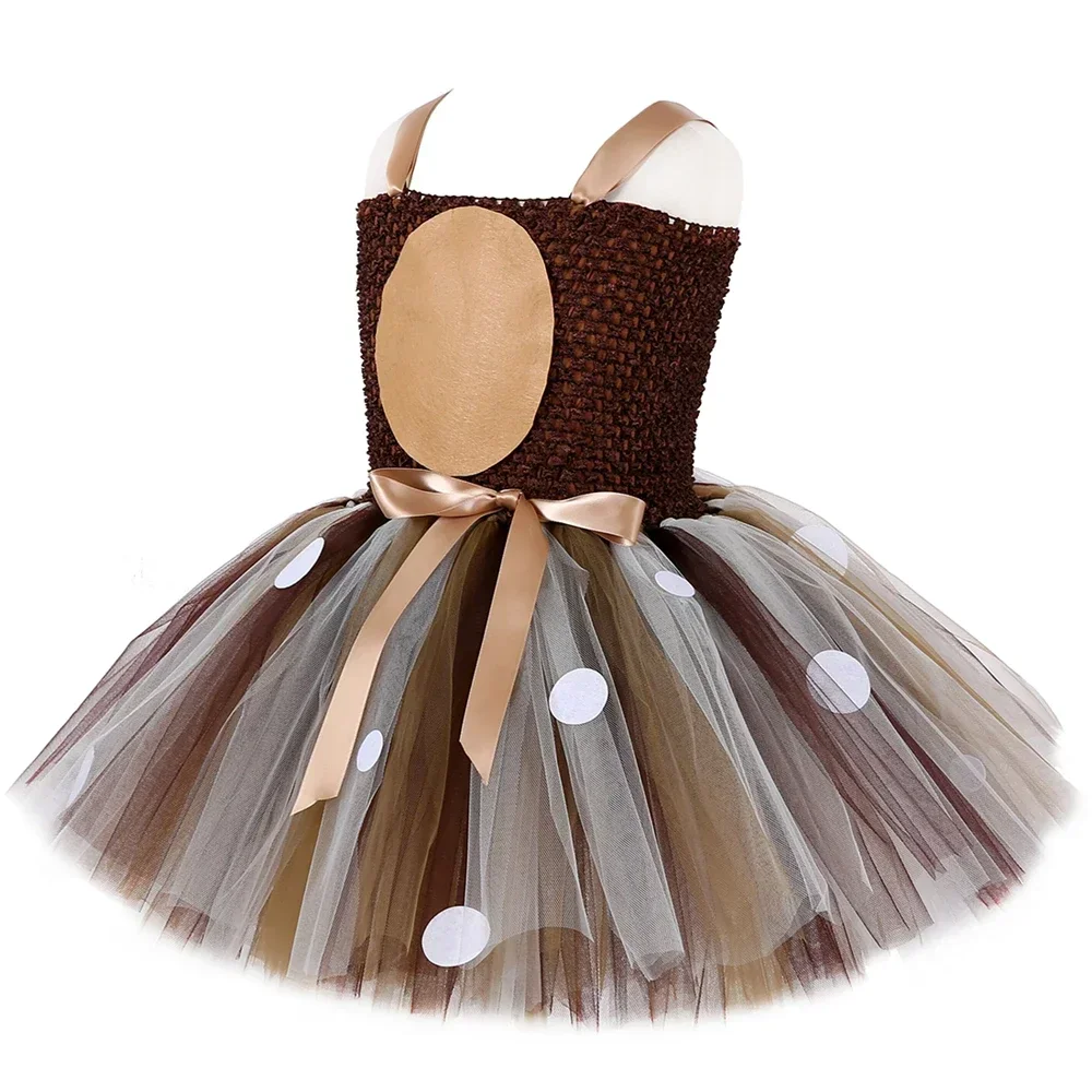 Deer Costume for Girls Christmas Tutu Dress Toddler Kids Birthday Jungle Party Halloween Animal Elk Reindeer Costumes Outfits