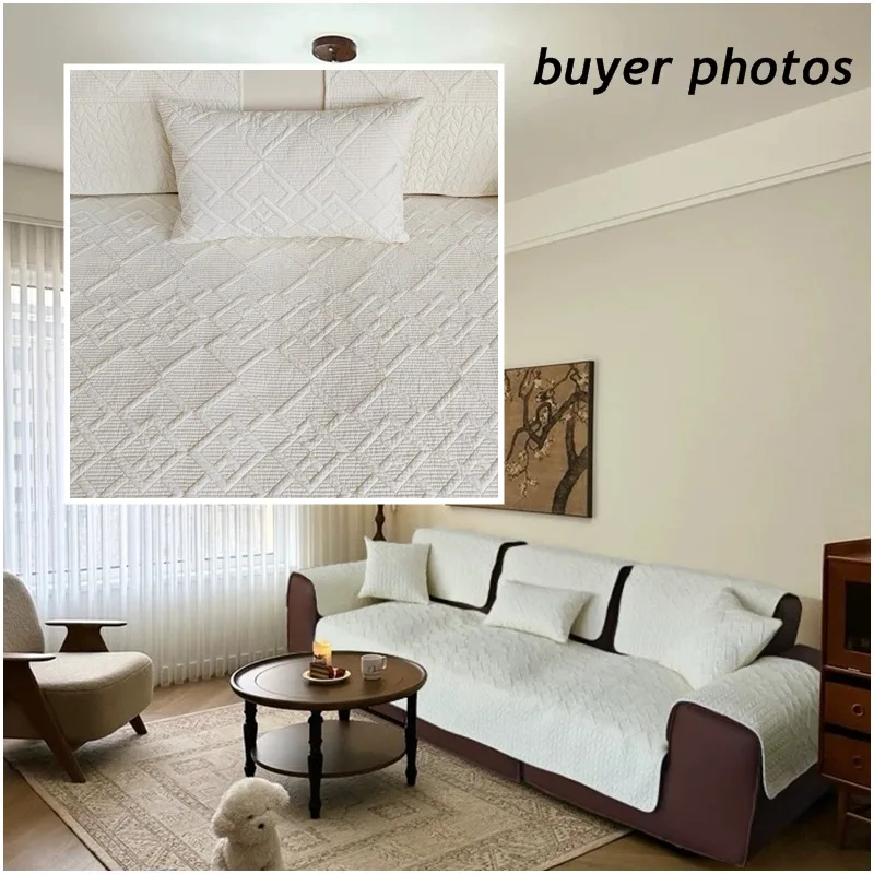 New Pure Cotton Sofa Seat Cover Winter Couch Pad for Living Room Decor Corner Non-Slip Solid Sofa Cushion Mat Towel כיסוי ספה