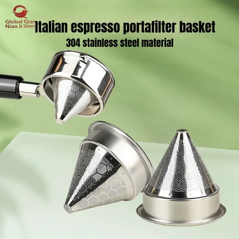 58mm Conical Double-Layer Filter Basket for Espresso Portafilter, 304 Stainless Steel Pour-Over Coffee Filter Funnel