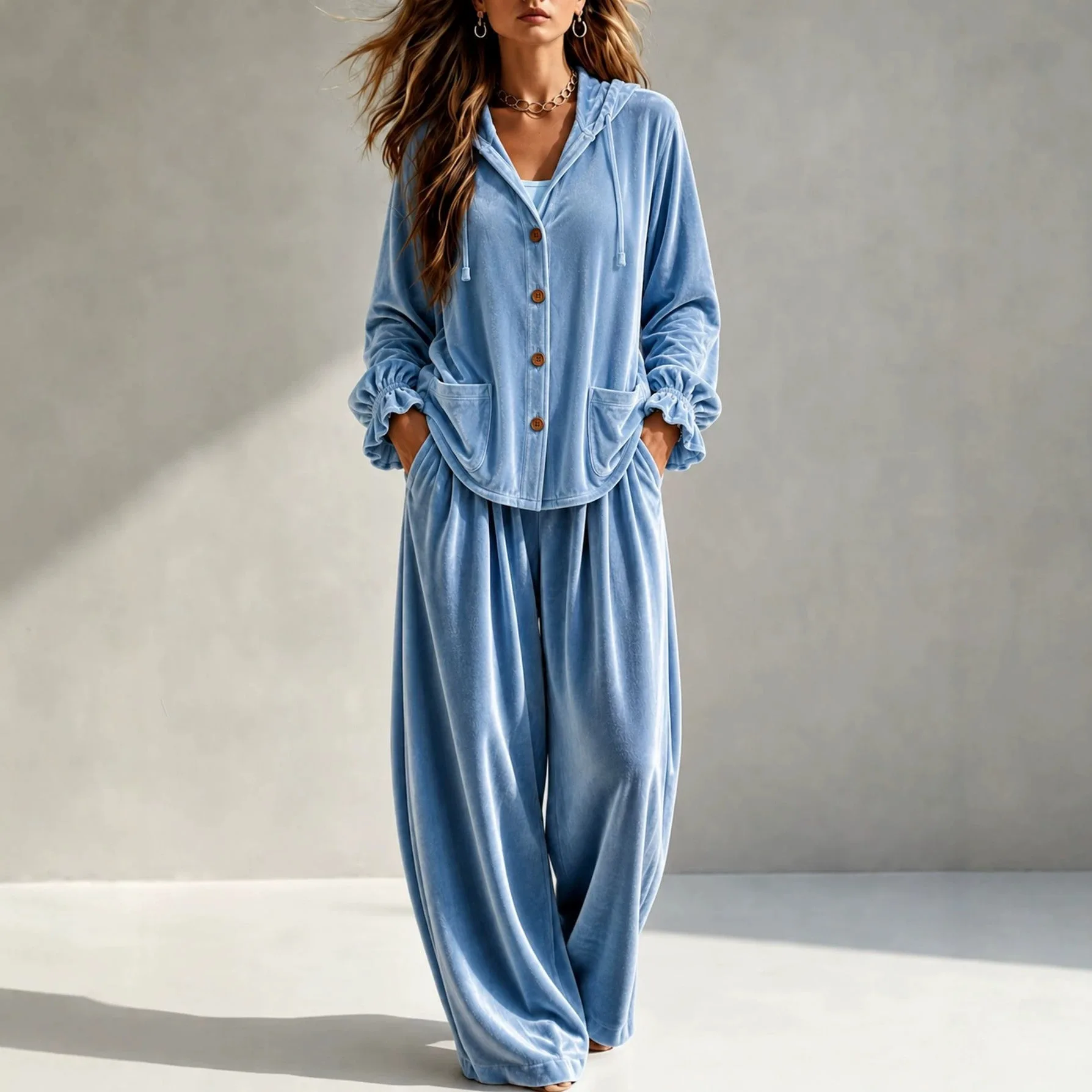 Anno's Own Design 2026 Women's Fashion Random Velvet Cardigan. With Pockets Loose Fit Set Evening Dresses Outfits Y2k、 Clothes