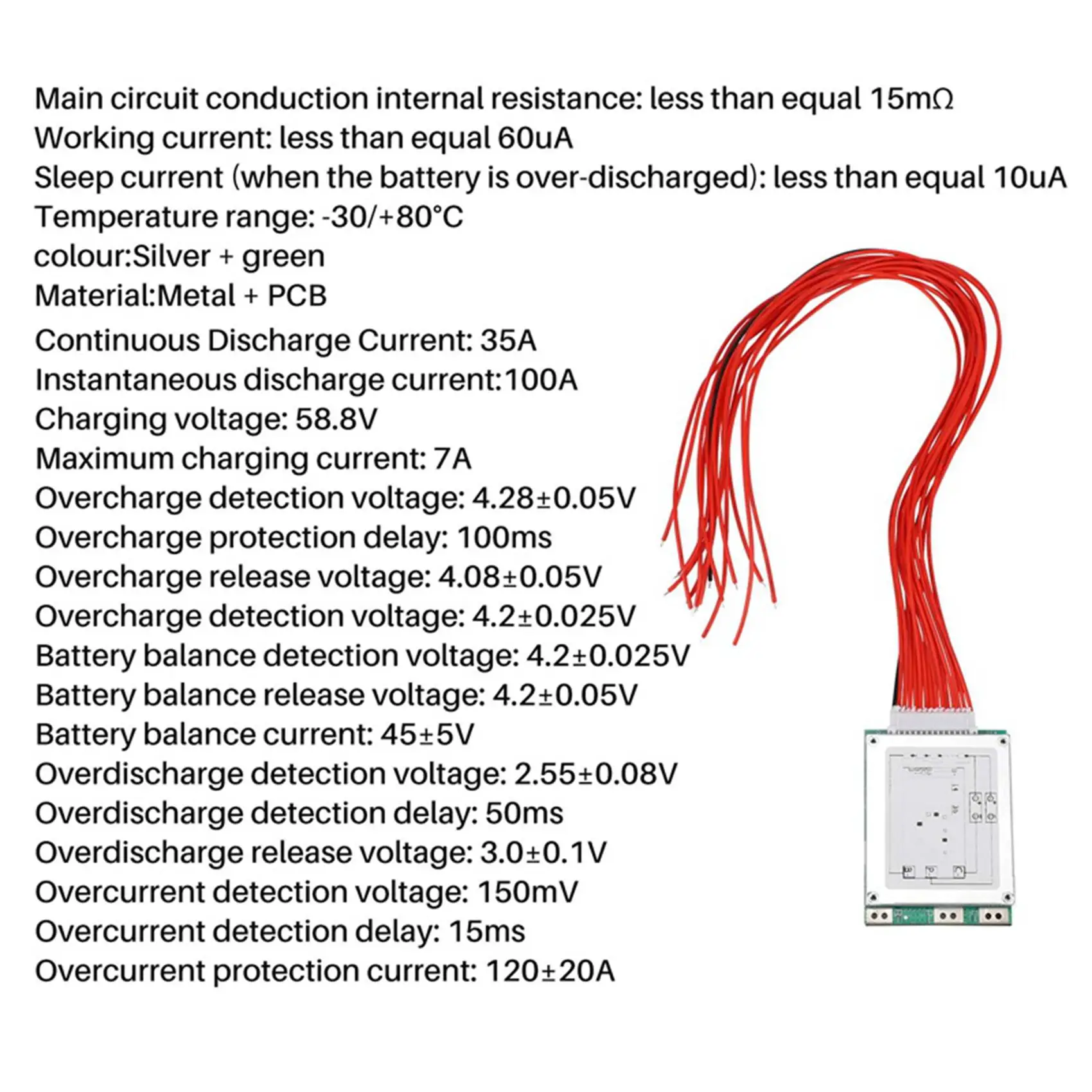 14S 52V 35A Li-Ion Lipolymer Battery Protection Board BMS PCB Board for E-Bike EScooterABGI