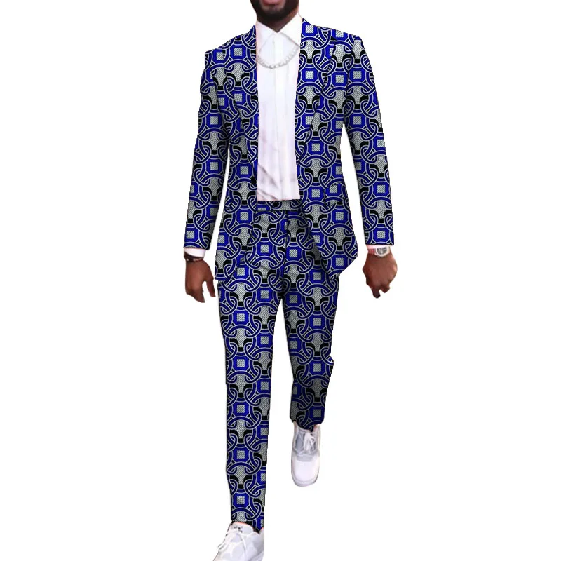 New Arrivals African Party Wears Customized Casual Men‘s Pant Suits Blazers Patch Trousers Ankara Fashion Male Wedding Garments