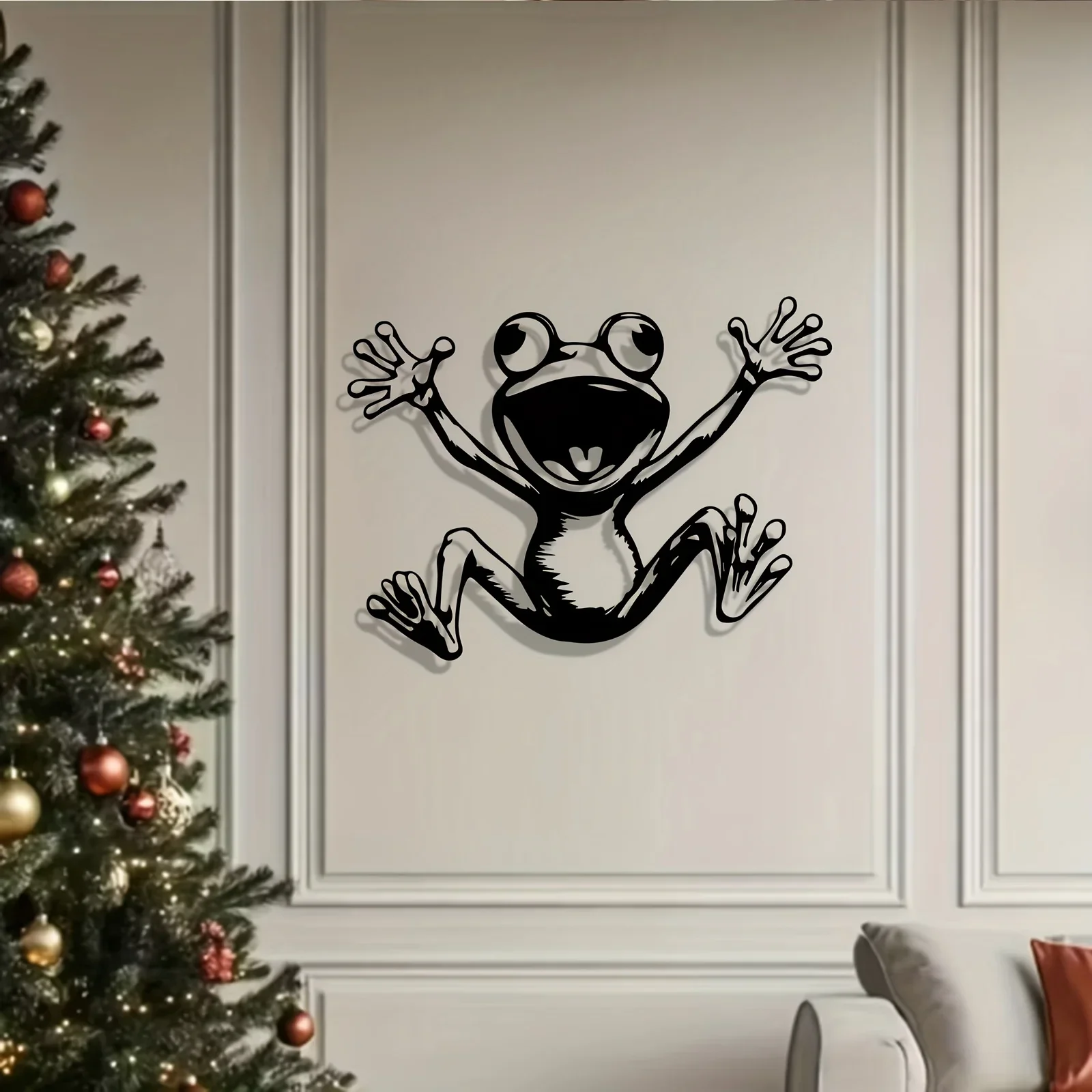 1pc Jumping Frog Metal Wall Art, Playful Leap Frog Iron Wall Sculpture, Weather‑Proof Indoor‑Outdoor