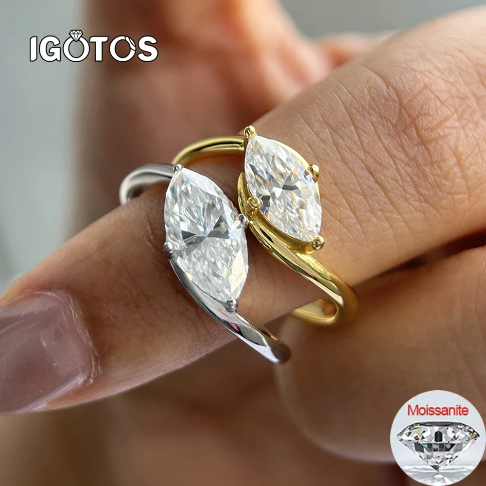 

Обручальное кольцо с муассанитом маркизы 1/2 карата для женщин, стерлинговое серебро 925 пробы, сертифицированное пасьянс, обручальные кольца с бриллиантами, ювелирные изделия