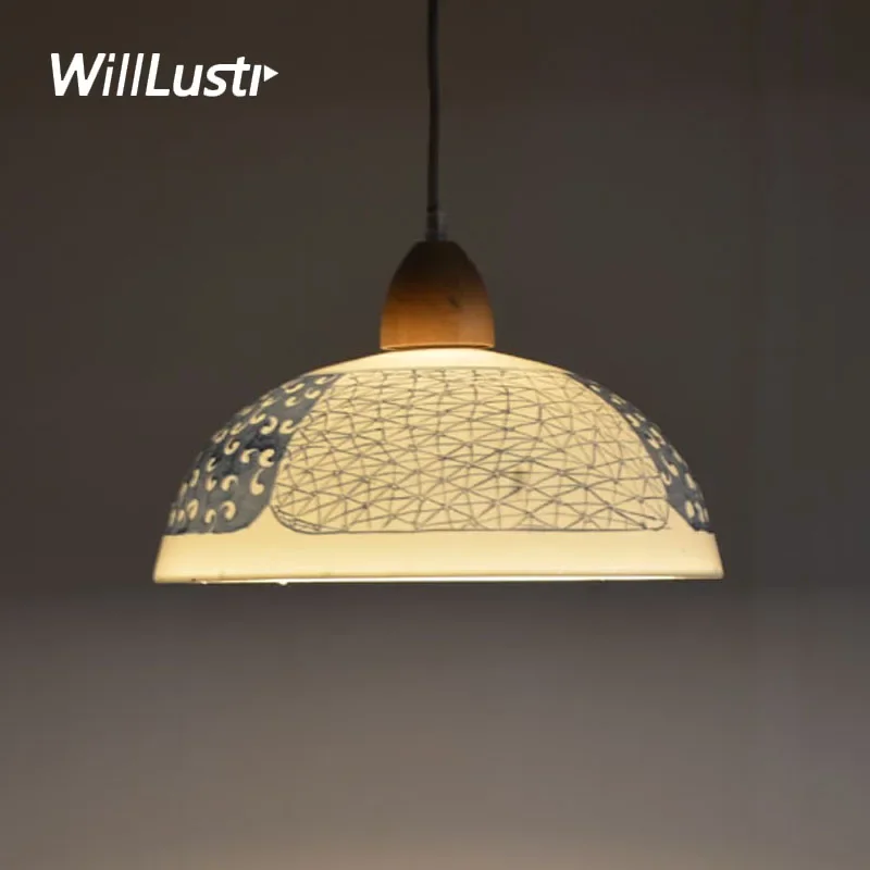 

China Pendant Lamp Blue White Porcelain Ceiling Chandelier Hotel Store Loft Dining Room Ceramic Suspension Hanging Lighting