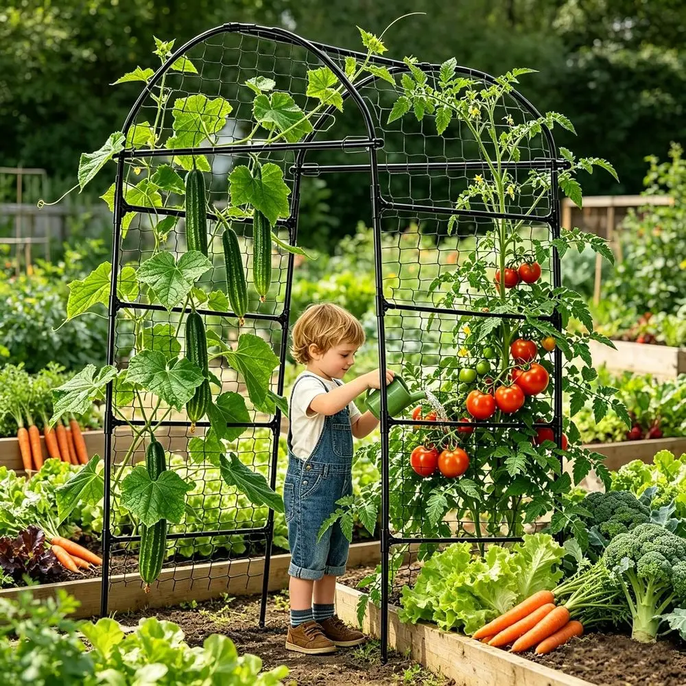 Black Metal Garden Arch Trellis for Climbing Plants, 33x33x80