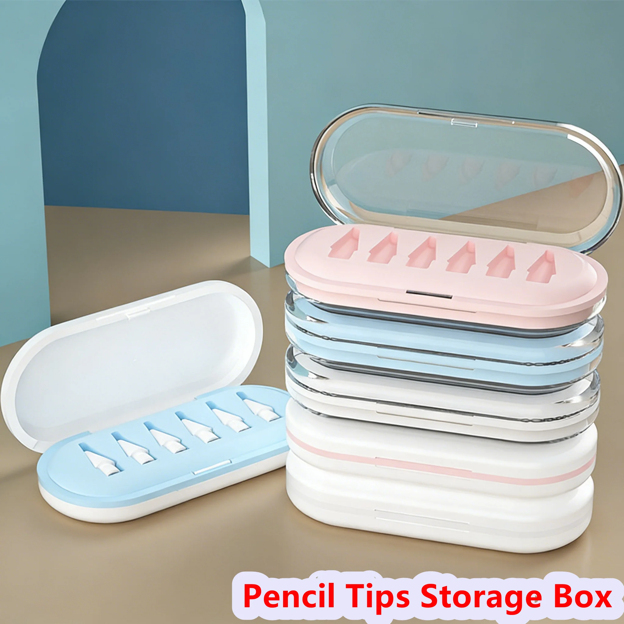 6PCS Anti-scratch Pencil Tips Storage Box Shockproof Portable Stylus Nib Box Colorful PP Lining for Apple Pencil