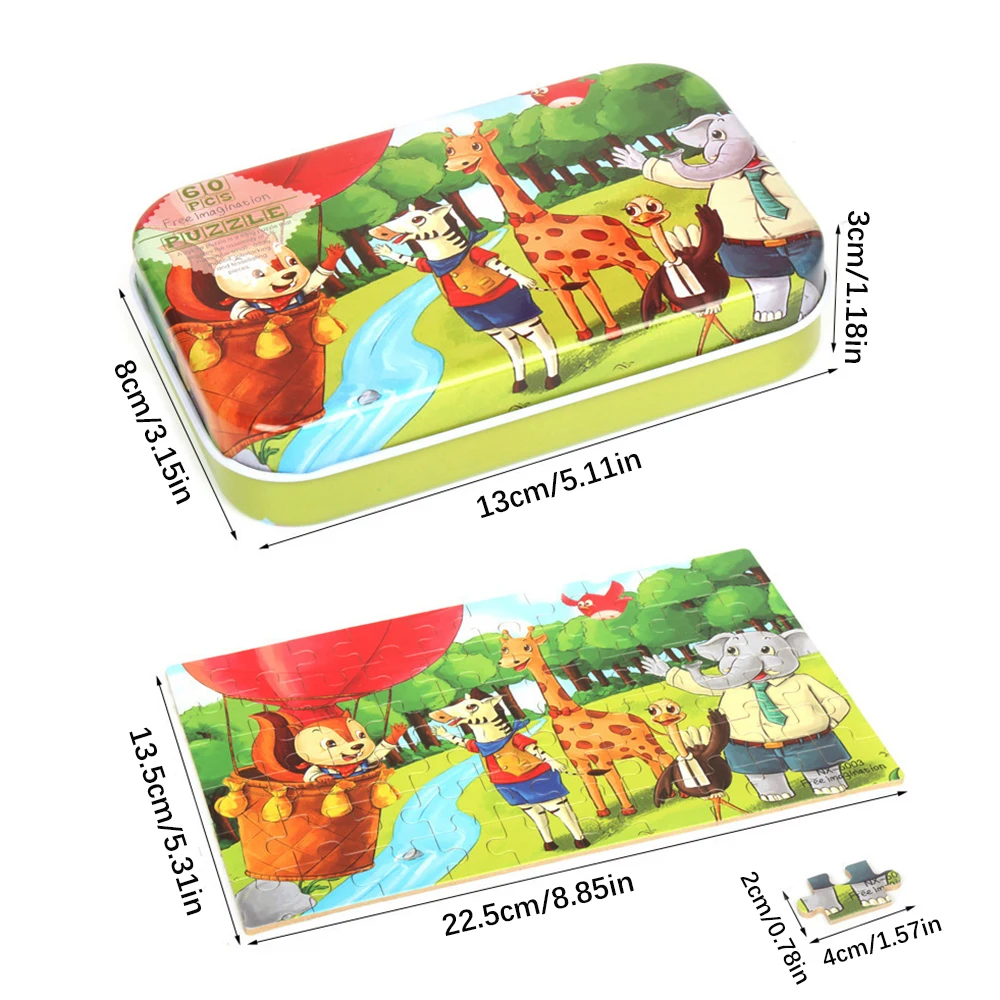 60 pezzi puzzle cartone animato animale veicolo giochi Montessori giocattoli educativi per bambini regali di Natale per bambini