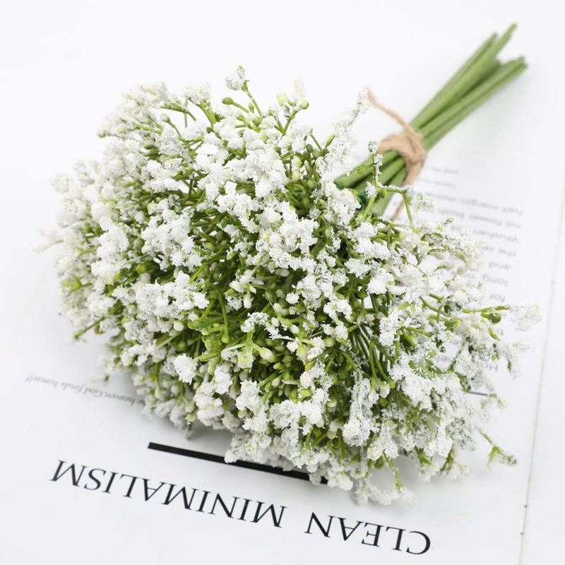 12pcs/bundle Artificial Gypsophila Flowers White Baby Breath Flower Wedding Bride DIY Floral Bouquets Home Vase Decoration 32cm