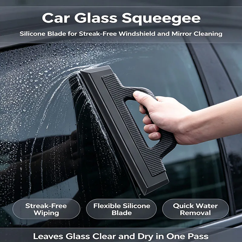 Handheld Silicone Car Squeegee, Soft Seamless Blade Water Remover Tool for Auto Glass Cleaning and Film Application