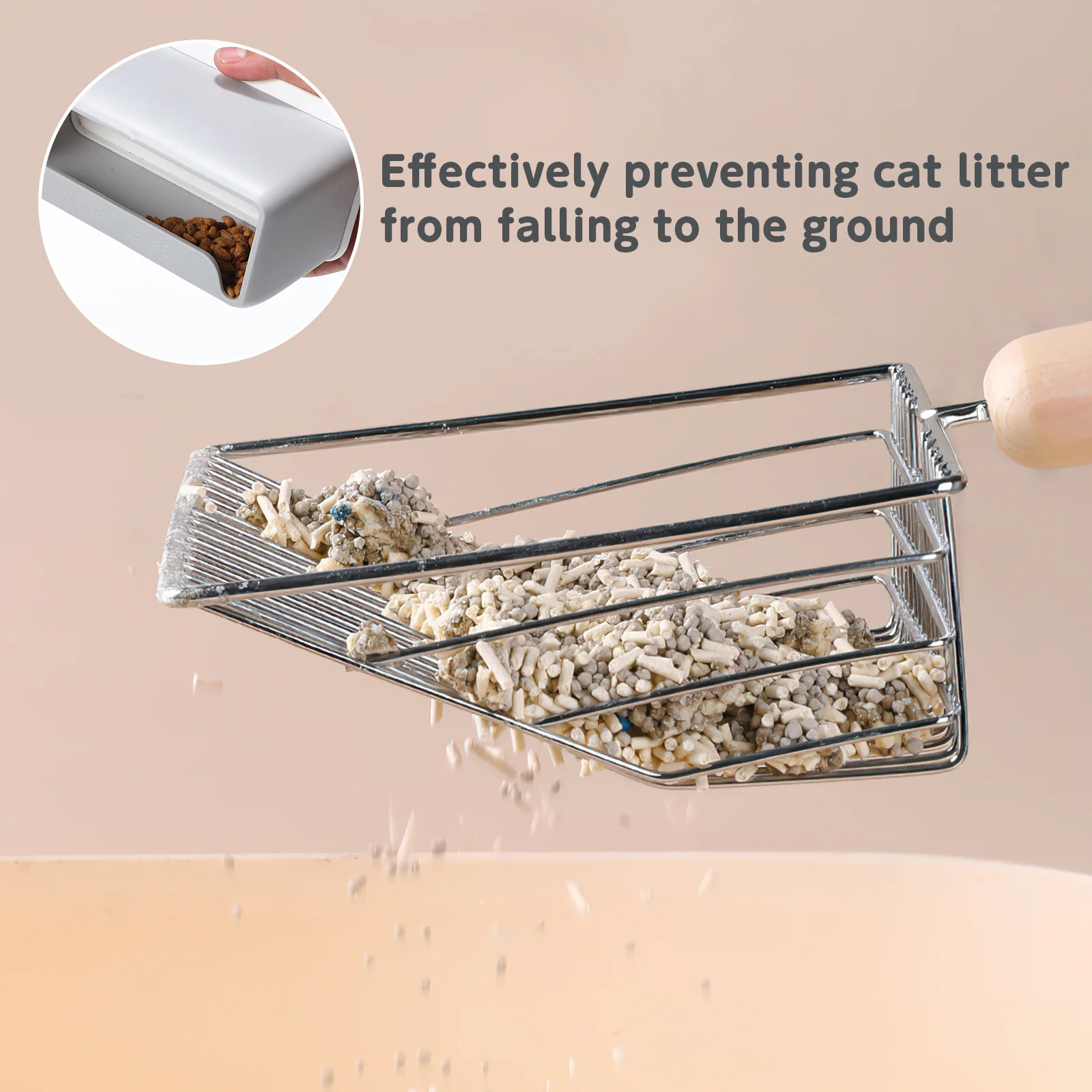 

1Set Large Cat Litter Scoop Wooden Handle Metal Pet Supply Efficient Sifting Quick Cleaning Durable Design Litter Scoop