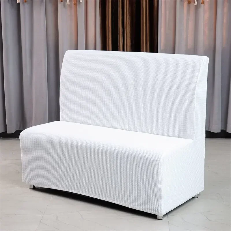 

Polar Fleece Armless Sofa Cover Stretch Restaurant Cafe Sofa Slipcovers Solid Color Elastic Couch Covers for Internet Bar Hotel