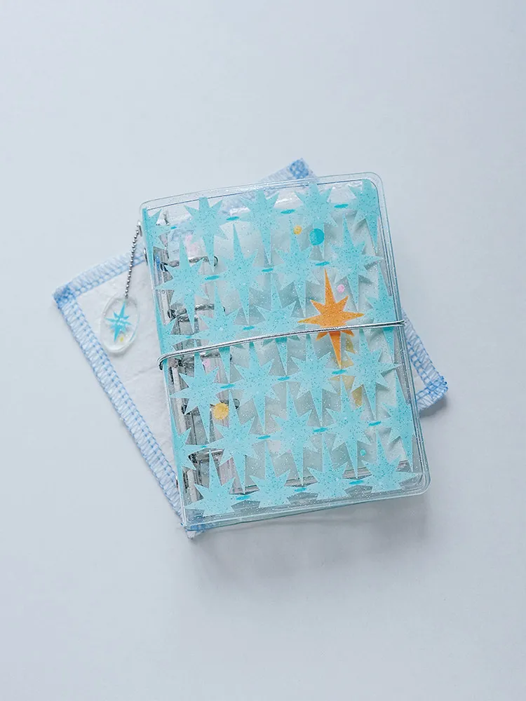 Galaxy Blue M5/A7 PVC Binder Cover – Removable Sparkle Planner Shell, Detachable Refillable Cover for Notebooks
