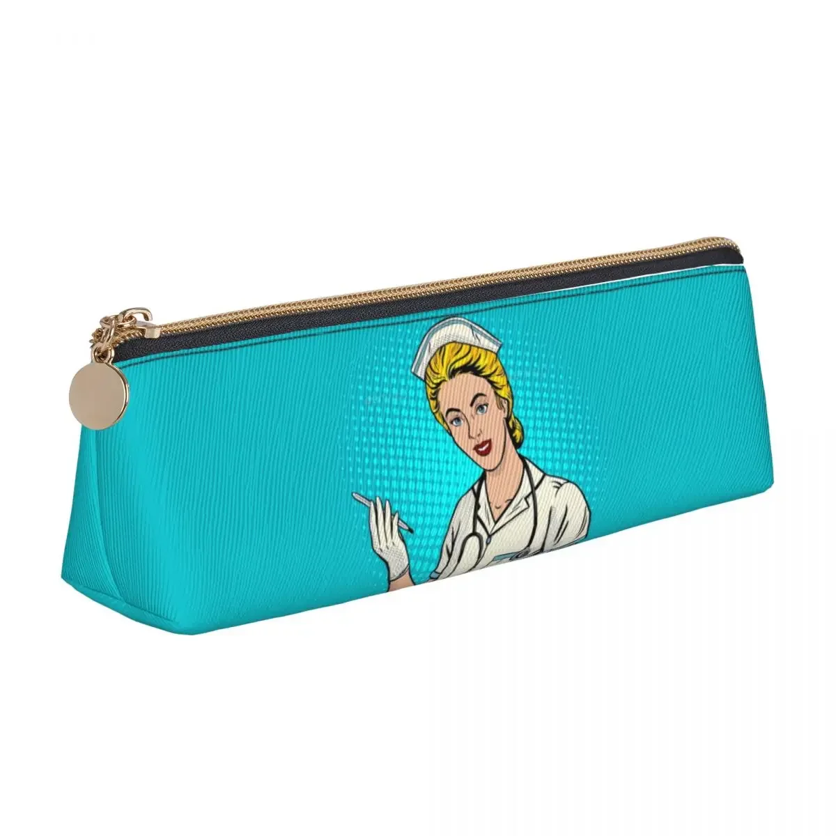 Nurse Pop Art Style Pencil Case Fashion School  Cases Triangle Girls Boys Cute Large Capacity Pen Box Stationery Organizer