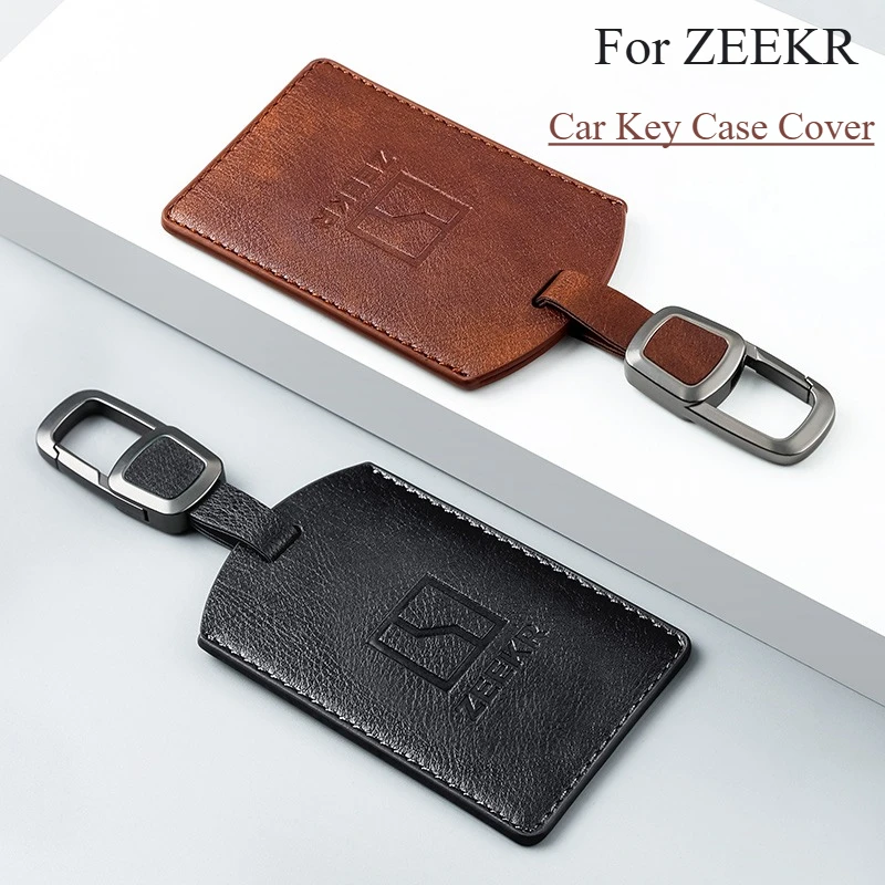 

Leather Car Key Case Cover For ZEEKR 001 009 007 X Auto Shell Keychain Anti Scratch Cover