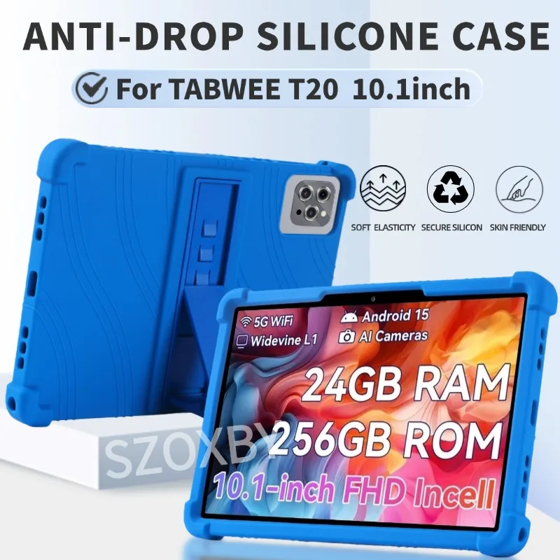 

For TABWEE T20 Android15 10.1inch Tablette avec Clavier Shockproof Cover Security Shockproof Silicone Case with Stand Cover Case