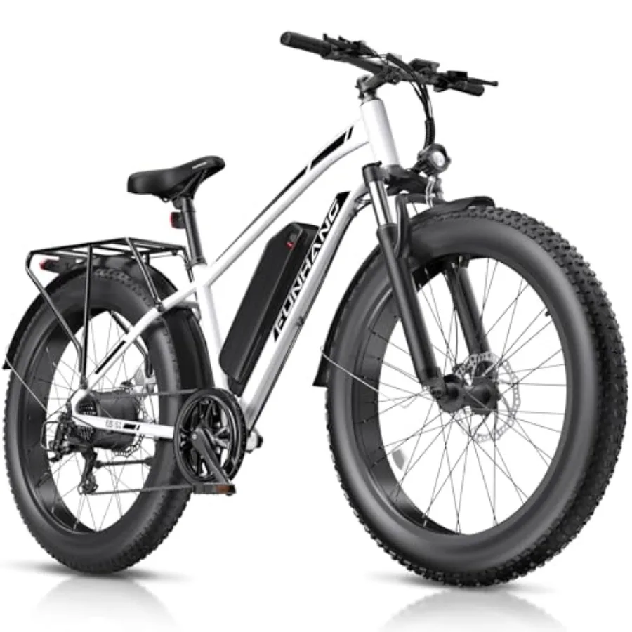 Electric mountain bike for adults: 1000W peak 25MPH 60-mile range 26 fat tires 48V 13Ah battery front suspension 7-speed rear r