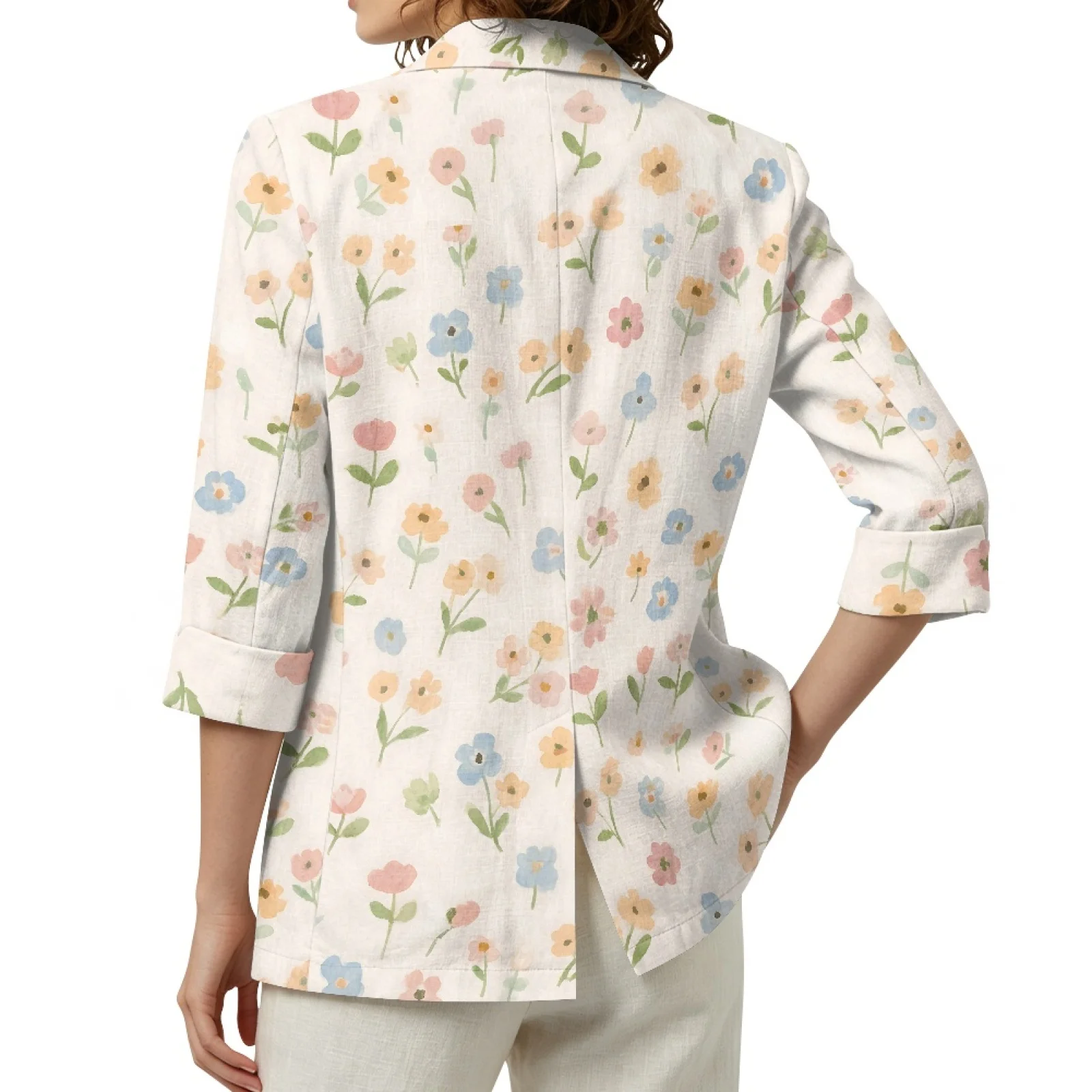 PENSTROLL Watercolor Floral Linen Like Light Cardigans Outerwear for Women Soft Beach Coverups