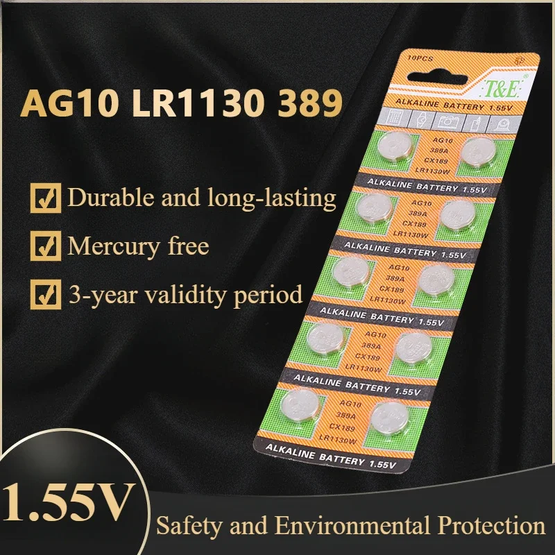 2 uds-50 Uds 1,55 V AG10 LR1130 SR54 389 189 SR1130 D189 LR54 pilas de botón G10A SR1130SW célula moneda reloj juguetes batería remota
