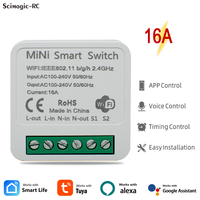 MiNi Tuya WiFi Smart Switch 16A 2-way Remote Timer Breaker 24V 220V Relay Work With Alexa Google Home Alice